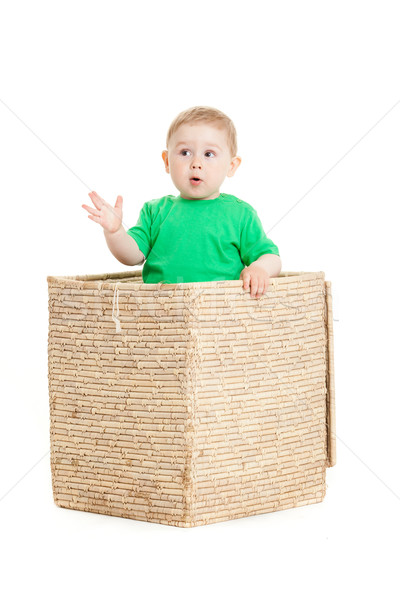 little boy  inside a box on a white background Stock photo © EwaStudio