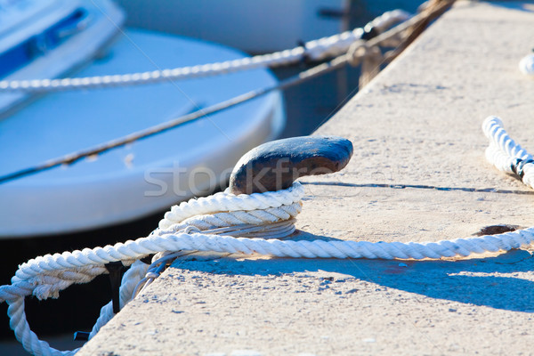 Steel anchor on boat or ship.  mooring ropes Stock photo © EwaStudio