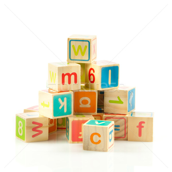 деревянная игрушка письма алфавит блоки Сток-фото © EwaStudio