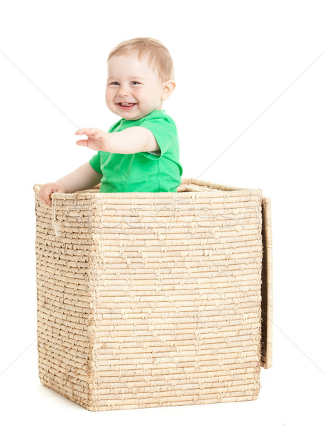 little boy  inside a box on a white background Stock photo © EwaStudio