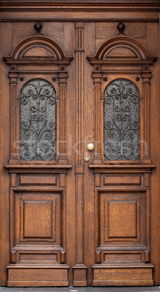 Foto stock: Porta · de · entrada · casa · velho · porta · madeira