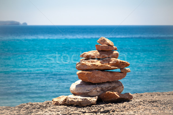 Stock foto: Steine · Gleichgewicht · Kieselsteine · blau · Meer