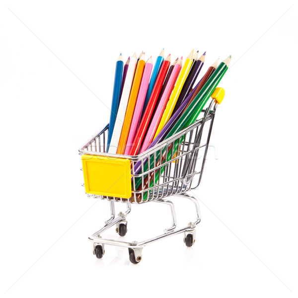 Cor lápis carrinho de compras escolas lápis compras Foto stock © EwaStudio