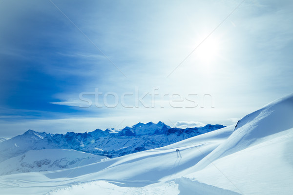 Stockfoto: Winter · landschap · bergen · mooie · sneeuw · Blauw