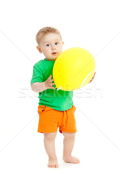 baby boy with yellow ballon Stock photo © EwaStudio