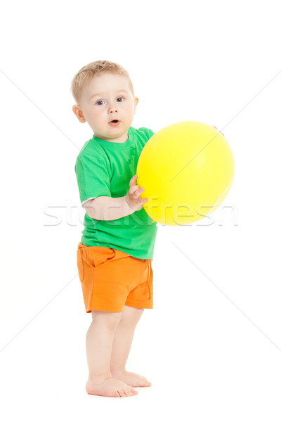 baby boy with yellow ballon Stock photo © EwaStudio