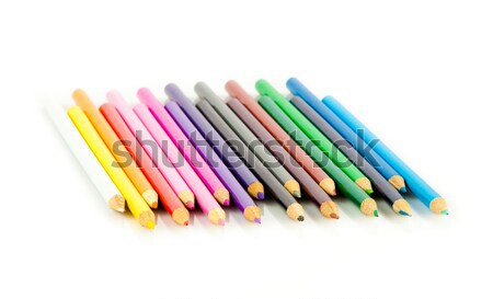Stock photo: Colour pencils isolated on white background.  Many different col