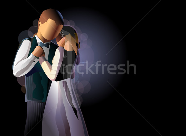 Nuntă cuplu Dansuri noapte om fericit Imagine de stoc © exile7