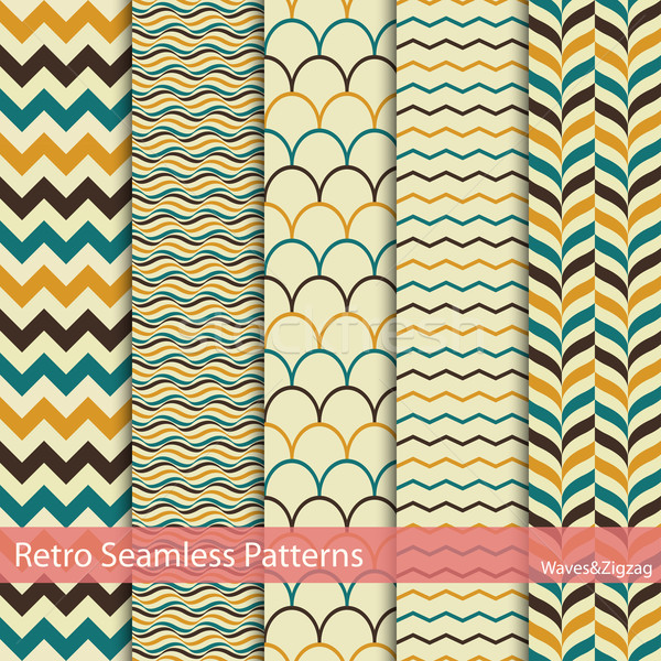 Set of 5 retro seamless patterns.  Stock photo © ExpressVectors