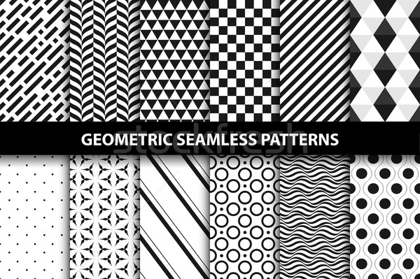 Geometryczny wzorców wektora bezszwowy kolekcja czarno białe Zdjęcia stock © ExpressVectors