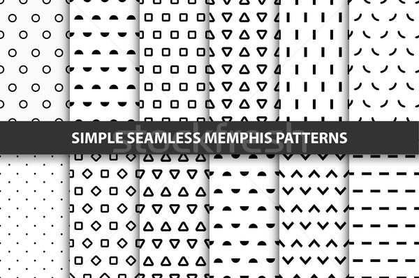 Collection of simple seamless geometric patterns. Memphis design. Stock photo © ExpressVectors