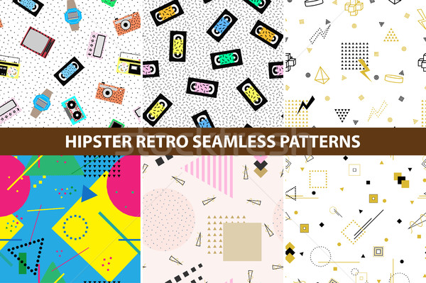 Collection of hipster retro memphis patterns. Stock photo © ExpressVectors