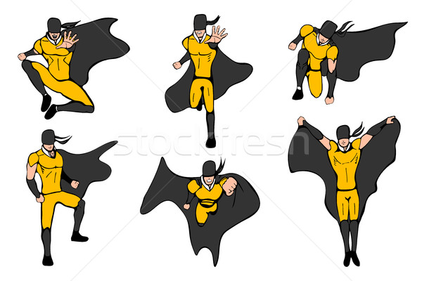 Hand drawn vector illustration. Superhero models in various poses. Stock photo © ExpressVectors