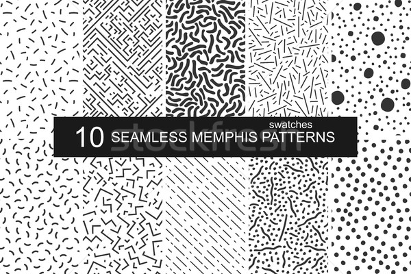 Swatches memphis patterns - seamless. Retro fashion style 80-90s. Stock photo © ExpressVectors