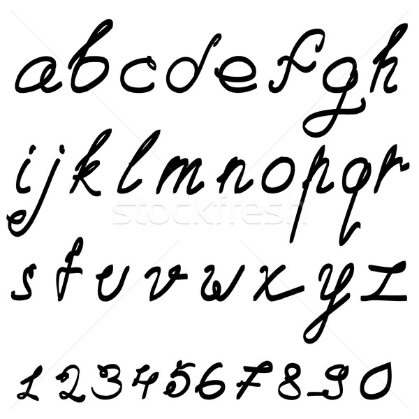 Calligraphic vector font with numerals. Stock photo © ExpressVectors