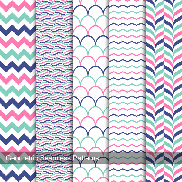 Geometric seamless patterns in memphis colors. Stock photo © ExpressVectors