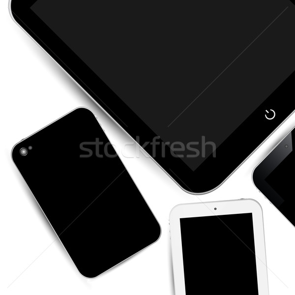 Work surface, phone, touch pad. Stock photo © ExpressVectors