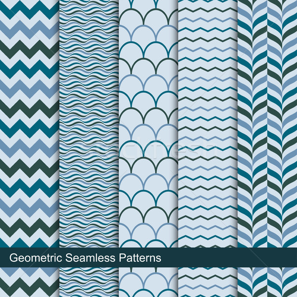Zigzag, wavy geometric seamless patterns. Stock photo © ExpressVectors