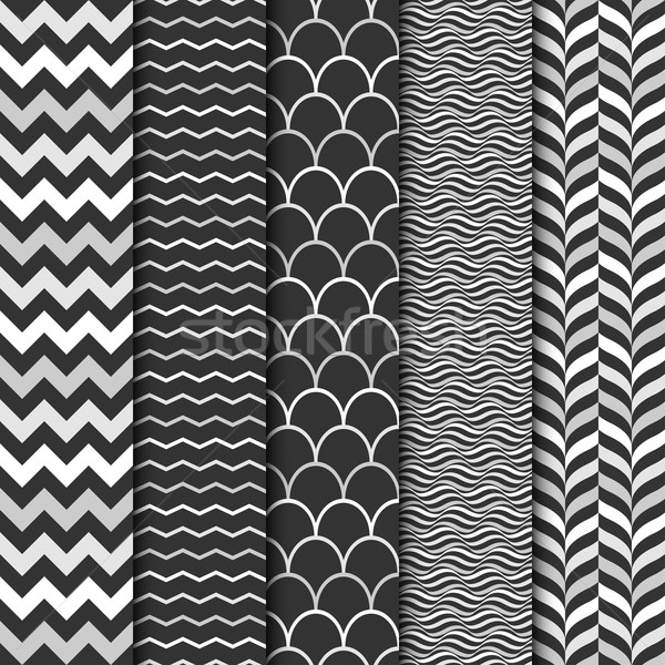 ストックフォト: ベクトル · シームレス · 幾何学的な · パターン · 装飾的な · グレー