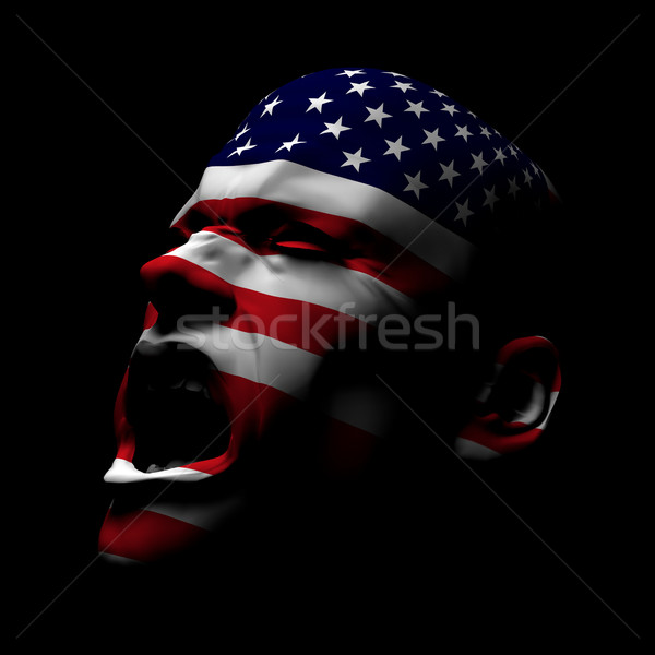 USA zászló férfi kiabál magas döntés Stock fotó © eyeidea