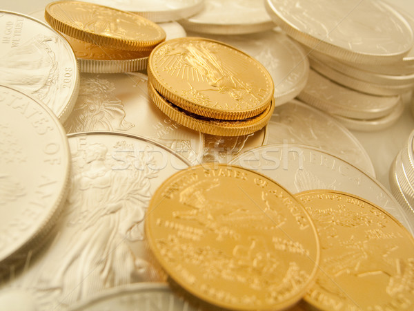 黃金 銀 硬幣 商業照片 © eyeidea