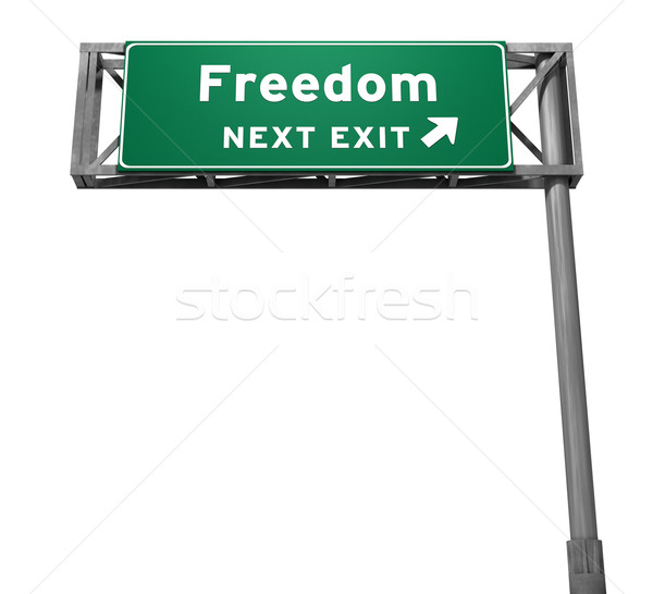 Szabadság autóút kijárat jelzés Stock fotó © eyeidea