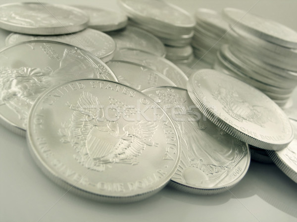 Ezüst sas érmék közelkép makró lövés Stock fotó © eyeidea