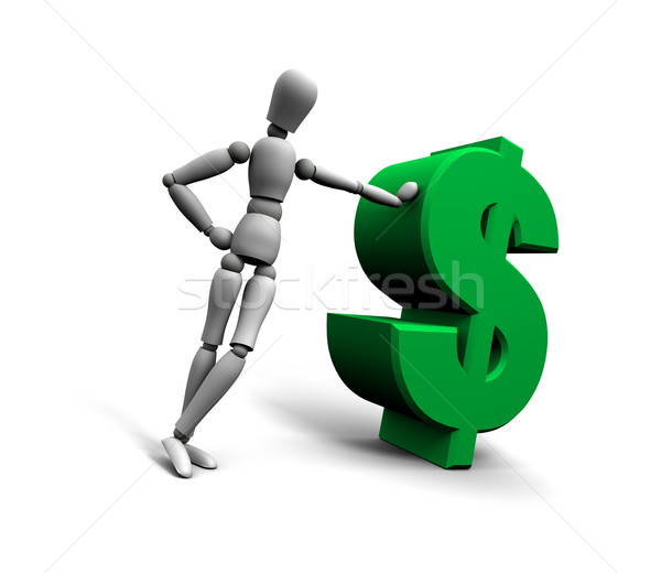 человек зеленый доллара символ 3d визуализации Сток-фото © eyeidea