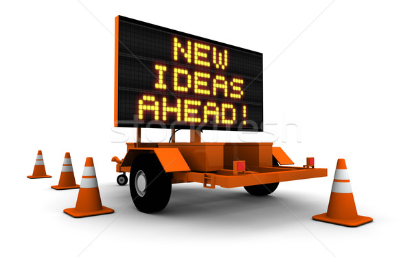 Novo idéias à frente construção de estradas assinar super Foto stock © eyeidea