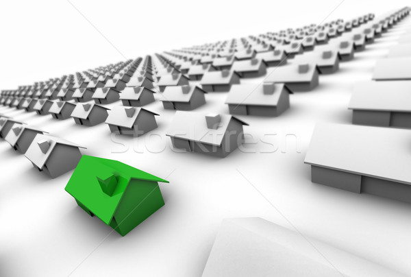 Domów jeden zielone wysoki 3D Zdjęcia stock © eyeidea