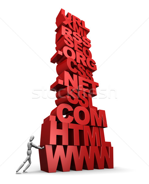 Person Pushing Stack of Web Words Stock photo © eyeidea