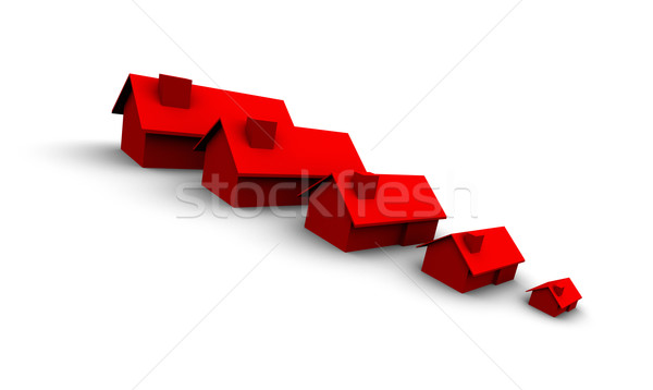 Stockfoto: Rood · huizen · groot · klein · hoog
