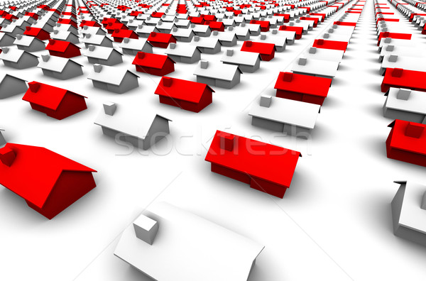 Zdjęcia stock: Domów · czerwony · wysoki · 3D · raytrace