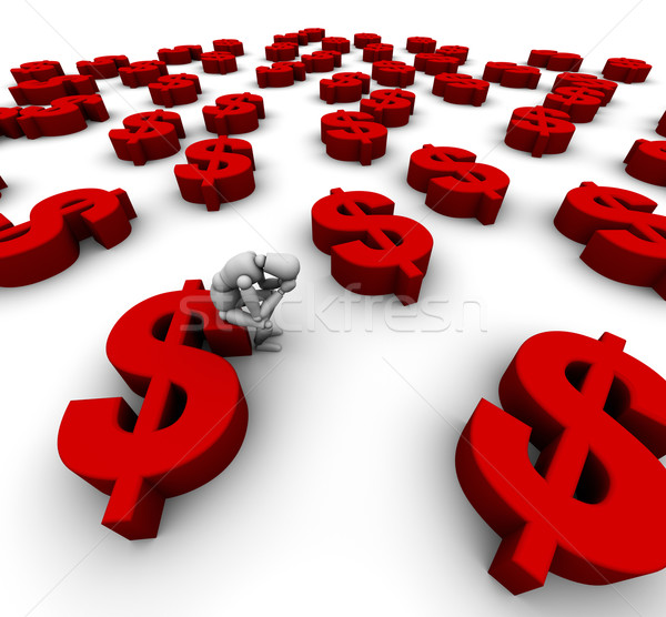 Sad Mannequin Sitting on '$' Dollar Symbol Stock photo © eyeidea