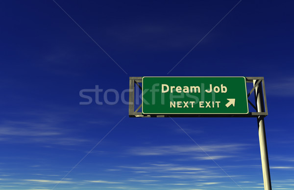 Foto stock: Sonho · trabalho · auto-estrada · sinal · de · saída · super · alto
