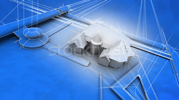 Arquitetônico diagrama casa efeito 3D Foto stock © eyeidea