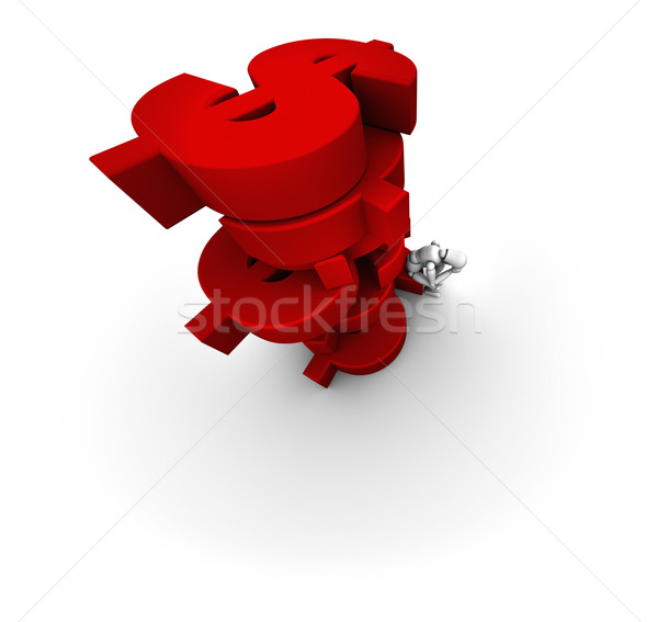 Person Sitting Sad Stack of Dollars Stock photo © eyeidea