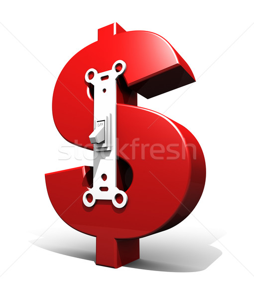 Dollar symbool macht schakelaar af 3d render Stockfoto © eyeidea