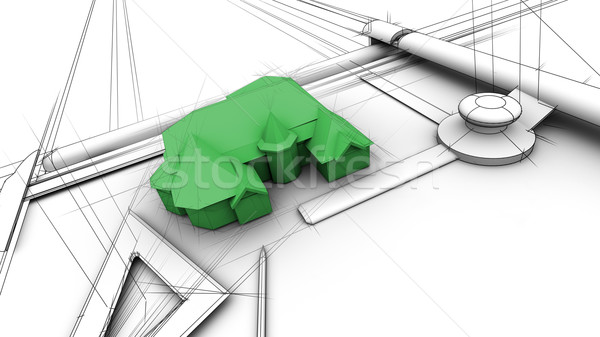 üvegház terv hatás 3D összetett render Stock fotó © eyeidea