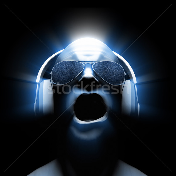 Fejhallgató 3d ember napszemüveg statikus lencsék izzik Stock fotó © eyeidea