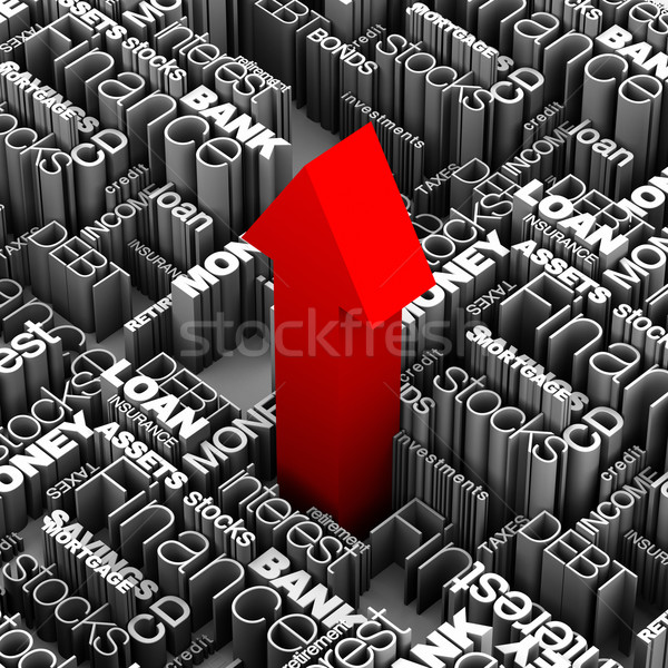 Financière mots rouge flèche up 3D [[stock_photo]] © eyeidea