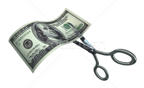 Scissors Cutting One Hundred Dollar Bill Stock photo © eyeidea