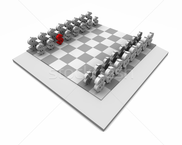Chess Board with One Red Dollar Symbol Stock photo © eyeidea