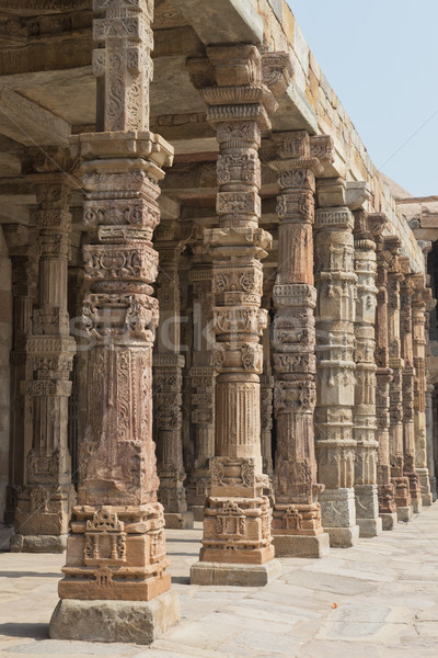 Colonnade at the Qutub Minar in Delhi Stock photo © faabi