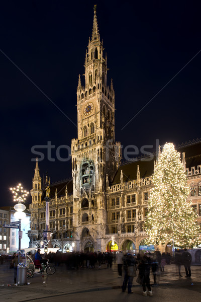 The New Town Hall of Munich by night Stock photo © faabi