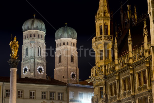 Munich noche dos torre catedral Foto stock © faabi