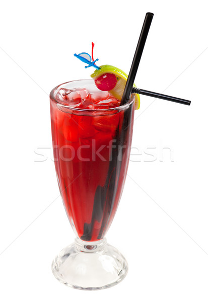 red coctail drink with ice cubs Stock photo © fanfo