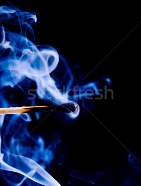Fából készült gyufa égő fekete fa kék Stock fotó © fanfo