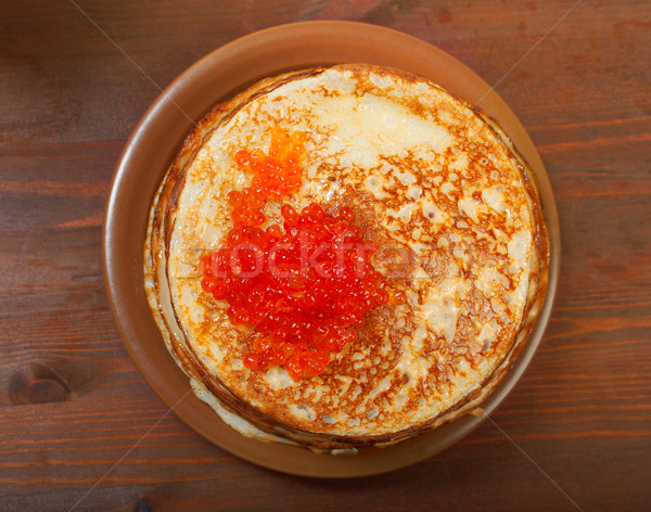 Russisch pannenkoeken Rood kaviaar traditioneel eten Stockfoto © fanfo