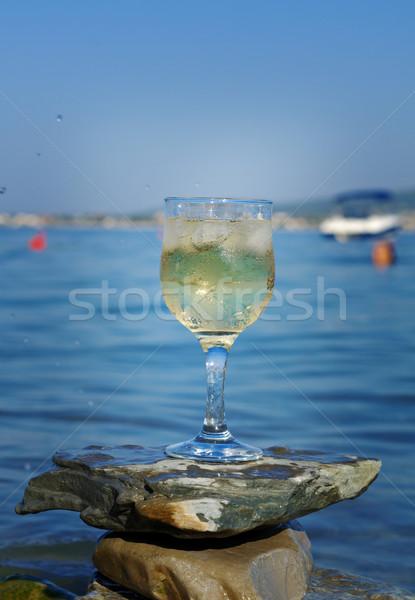 Glass of white wine by the coast Stock photo © fanfo